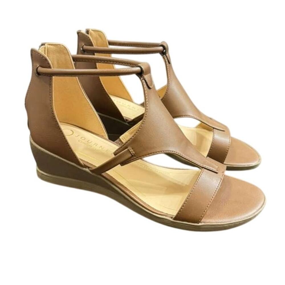 Journee Collection Womens Trayle Wedge Sandals, Brown 8M. NEW!!!!